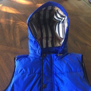 Burberry vest, boy’s 12, blue, removable hood